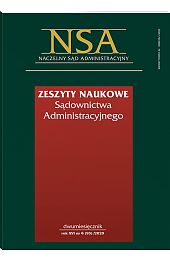 Zeszyty Naukowe Sądownictwa Administracyjnego Zeszyty Naukowe Sądownictwa Administracyjnego