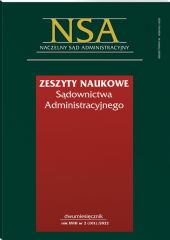 Zeszyty Naukowe Sądownictwa Administracyjnego Zeszyty Naukowe Sądownictwa Administracyjnego