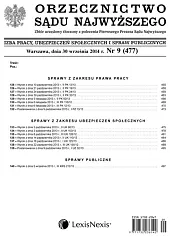 Orzecznictwo Sądu Najwyższego. Izba Pracy i, 