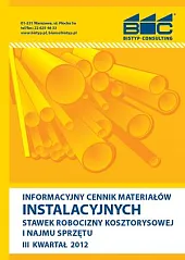 Informacyjny cennik MATERIAŁÓW INSTALACYJNYCH, stawek robocizny, 