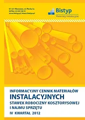 Informacyjny cennik MATERIAŁÓW INSTALACYJNYCH, stawek robocizny, 