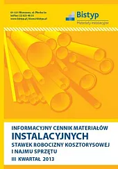 Informacyjny cennik MATERIAŁÓW INSTALACYJNYCH, stawek robocizny, 