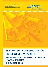 Informacyjny cennik MATERIAŁÓW INSTALACYJNYCH, stawek robocizny, 