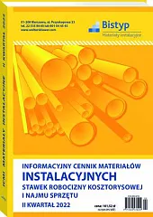 Informacyjny cennik MATERIAŁÓW INSTALACYJNYCH, stawek robocizny, 