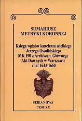 Sumariusz metryki koronnej Seria nowa MK,Wojciech Krawczuk