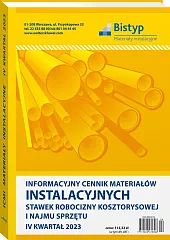 Informacyjny cennik MATERIAŁÓW INSTALACYJNYCH, stawek robocizny kosztorysowej i najmu sprzętu