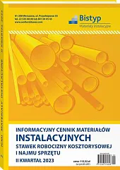 Informacyjny cennik MATERIAŁÓW INSTALACYJNYCH, stawek robocizny, 