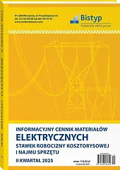 Informacyjny cennik MATERIAŁÓW ELEKTRYCZNYCH, stawek robocizny, 