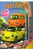 Kolorowanka z kredką tęczową i naklejkami. Autka