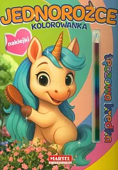 Kolorowanka z kredką tęczową i naklejkami.,