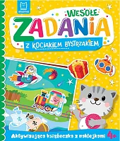 Wesołe zadania z kociakiem bystrzakiem Aktywizująca książeczka z naklejkami 4+
