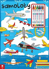 Kolorowanka Samoloty z kredkami Kolorowanka Samoloty z kredkami