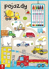 Kolorowanka Pojazdy z kredkami