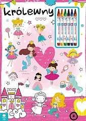 Kolorowanka Królewny z kredkami
